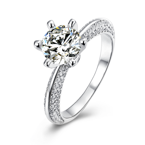 New Arrival S925 Silver Six-prongs Setting Large Moissanite Multiple Diamonds Wedding Engagement Women Gemstone Ring